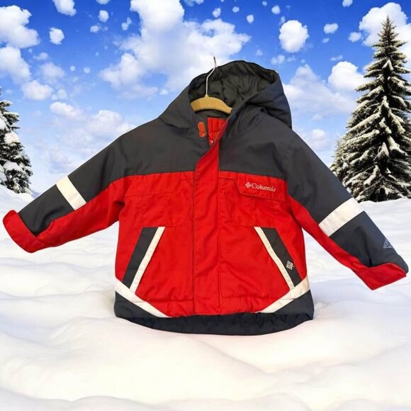 Columbia Other - Baby Red Gray White Columbia Omni Tech Bugaboo Hooded Winter Coat-Size 12 Months